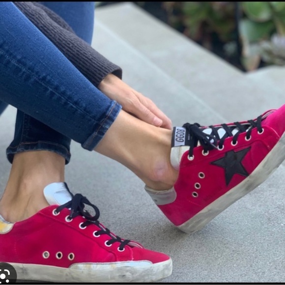 Golden Goose Shoes - Golden Goose Velvet Superstar Fuchsia/Silver Size 38/8